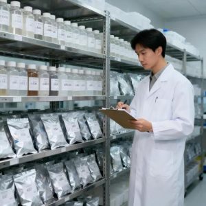 Storage room with retained batch samples for stability testing in yeast culture quality control program