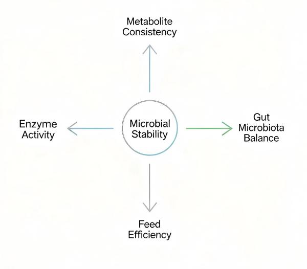 How microbial stability affects metabolite production gut balance and feed efficiency