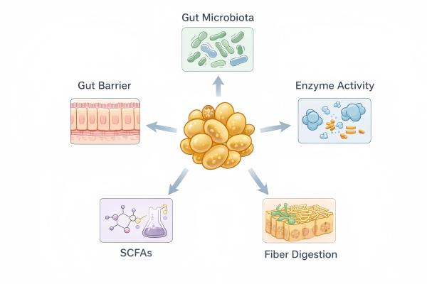 Mechanisms of how yeast culture improves nutrient digestibility in livestock