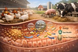 yeast culture improving short chain fatty acid production in livestock gut health
