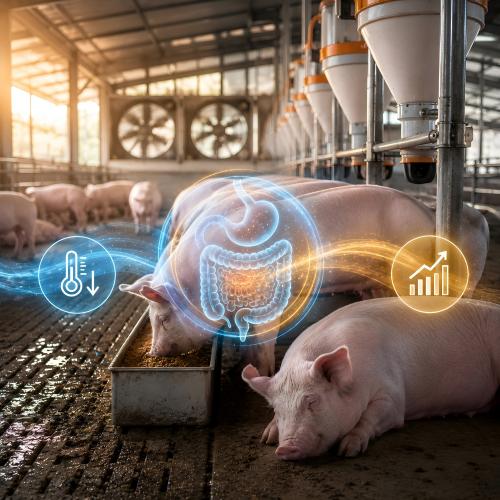 finishingpigheatstressfeedstability AnimalYeast Commercial finishing pigs maintaining feeding consistency under heat stress conditions with yeast culture support