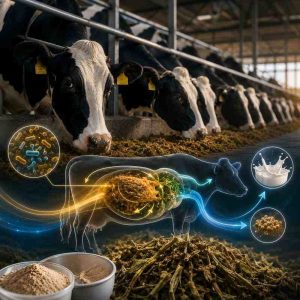 Yeast culture supporting rumen stability and milk production efficiency in dairy cattle