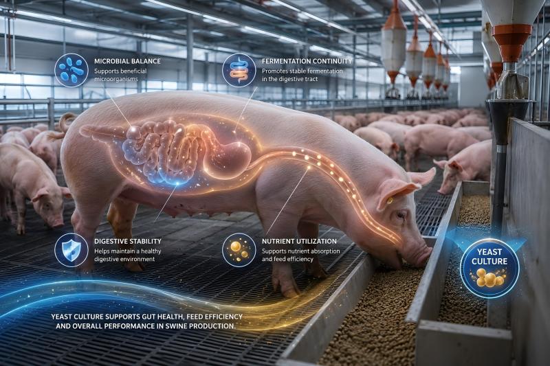 yeastcultureforswinefeedefficiency AnimalYeast Commercial swine production system using yeast culture supplementation to support feed efficiency and digestive stability