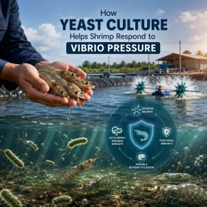 Commercial shrimp farming pond environment representing operational conditions under opportunistic Vibrio pressure.