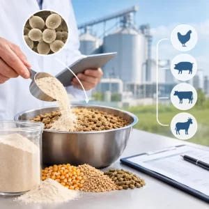 yeastcultureanimalfeedformulation Challenge Group Yeast culture being incorporated into an animal feed formulation with feed ingredients and livestock applications